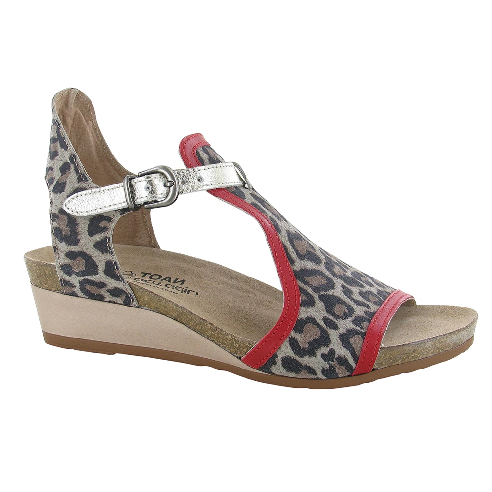 Naot Fiona Sandal Cheetah Suede/Kiss Red/Radiant Gold Leather (Women's) 1 Naot Fiona Sandal Cheetah Suede/Kiss Red/Radiant Gold Leather (Women's)
