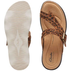 Clarks Brynn Madi Sandal Leopard Leather (Women's) -Fashion Shoe Store Leo 7
