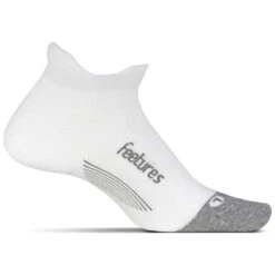 Feetures Elite Max Cushion No Show Tab Socks White